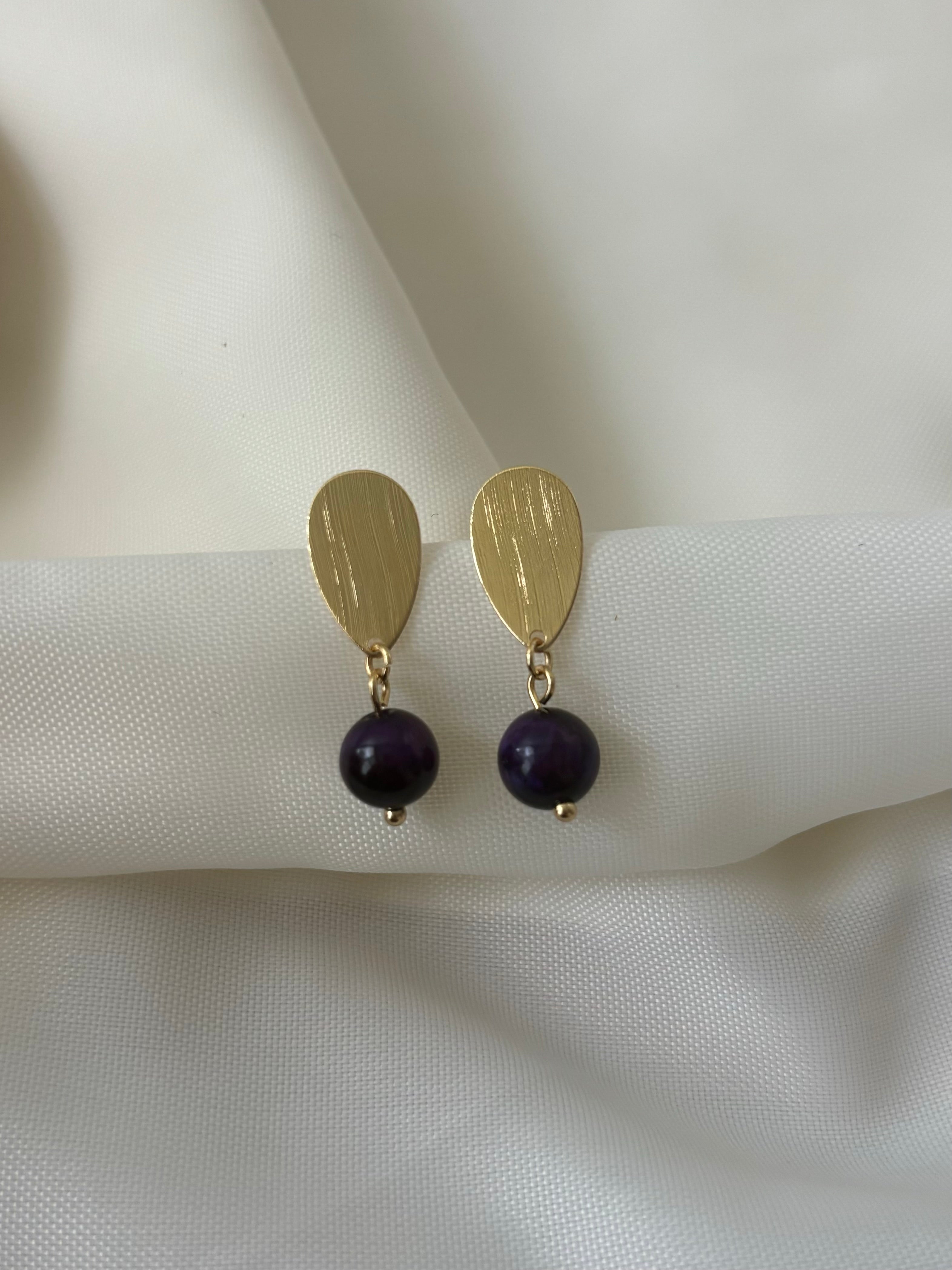 Purple Tiger Eye Earrings